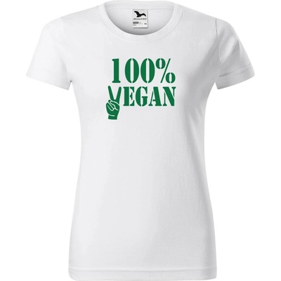 DOBRÝ TRIKO Dámské tričko 100% vegan zelený potisk Bílá