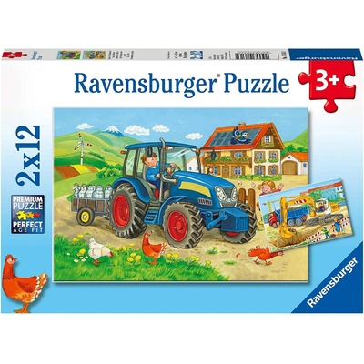 Ravensburger - Puzzle 2x12 Hard at Work - 1 - 39 piese