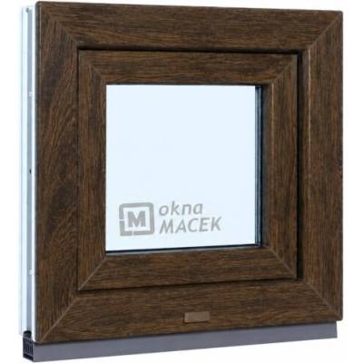 Kömmerling70 Ad, 500 X 500 mm Tmavý Dub/Bílá jednostranně Sklo Čiré Neotevíratelné