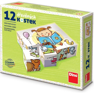 Dino obrázkové kostky Hezký den 12 kostek