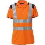 PAYPER guard+ lady fluo 001484-0028 / Двуцветна светлоотразителна дамска поло тениска - оранжева/тъмносиня l (001484002802011l)