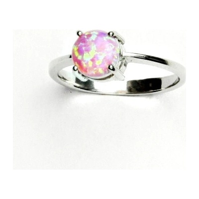 Čištín Stříbrný s růžovým opálem syntetický růžový opál T 1252