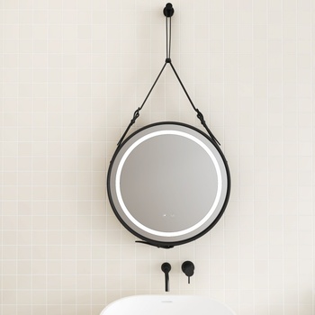 Inter Ceramic Огледало за баня с нагевател Катина, кръгло 60 см, черно (9279)