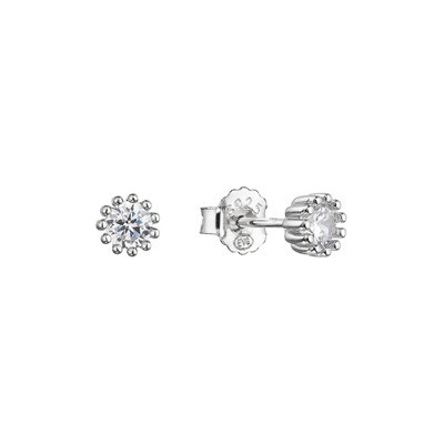 EVOLUTION GROUP CZ Stříbrné náušnice s kulatým zirkonem - 11436.1 crystal