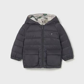 MAYORAL Шуба soft две лица в сиво и графит с кучета за бебе момче Mayoral