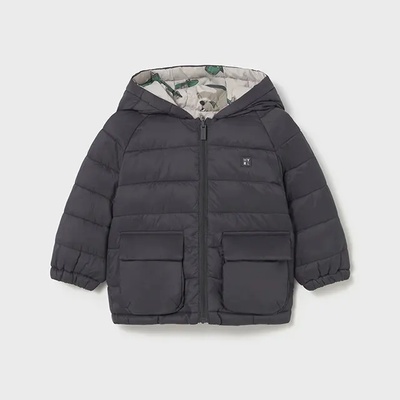 MAYORAL Шуба soft две лица в сиво и графит с кучета за бебе момче Mayoral