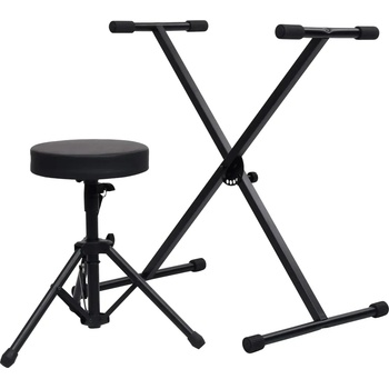 Image 1 of vidaXL Комплект стойка за кийборд и табуретка в черно (70095)