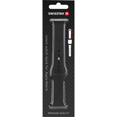 SWISSTEN silikonový řemínek pro Apple Watch 42-44 mm černá 46000111