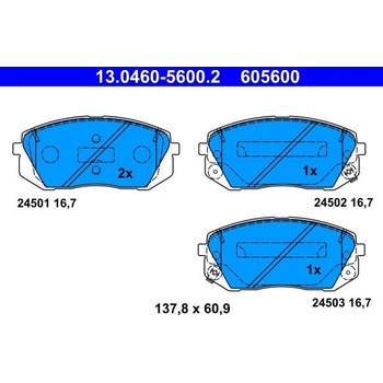 Sada brzdových platničiek kotúčovej brzdy ATE 13.0460-5600.2