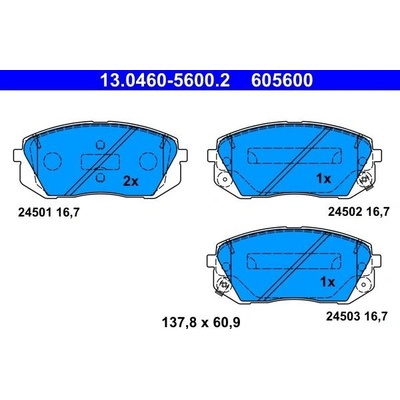 Sada brzdových platničiek kotúčovej brzdy ATE 13.0460-5600.2