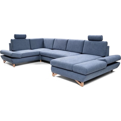 Laski Разтегателен ъглов тапициран диван с място за съхранение, u-образен avesta, син (lk0014)