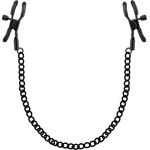 Crushious Метални черни щипки за зърна с верига Nipple Chain Clamps