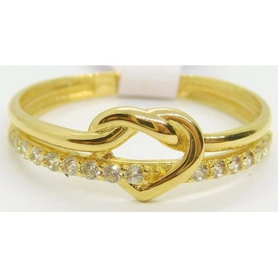 Klenoty Budín Dámský zlatý zásnubní srdíčkový prsten se zirkony pro zamilované HK1212