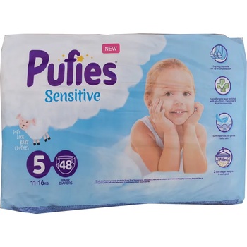 pufies sensitive бебешки пелени, номер 5, 11-16кг, 48 броя