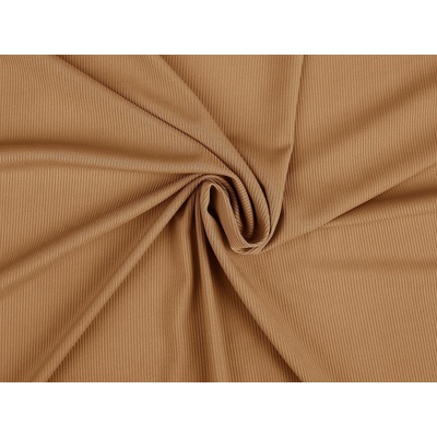 Úplet žebrovaný PES Varianta: 2 (200 g/m²) béžová velbloudí, Balení: 1 m