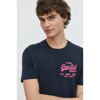 Superdry Памучна тениска Superdry в тъмносиньо с апликация (M1011922A.98T)