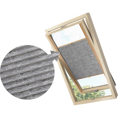 Zebra-shop Zastiňující roleta Plissé pro střešní okno TM. Šedý melír PD308 Velux C04 borovice