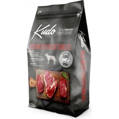 Kudo Low Grain Red Meat / Vegetables Medium-Maxi Adult - Пълноценна суха храна за средни/едри породи над 1 год (червен) с телешко и свинско месо, 12 кг