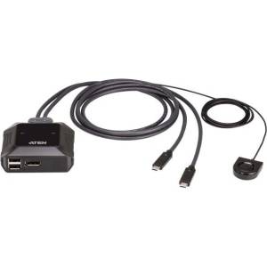 ATEN KVM превключвател, ATEN US3312, 2-портов, 4K, DisplayPort, USB-C (ATEN-US3312-AT) - hits