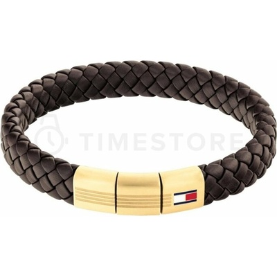 Tommy Hilfiger Hnedý kožený náramok s pozláteným zapínaním 2790671