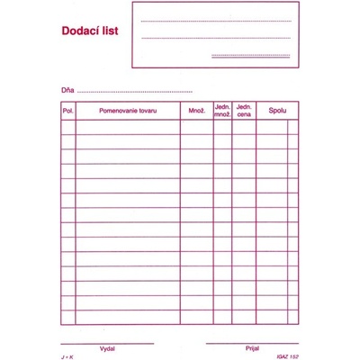 Igaz 151 Dodací list A5 bez DPH samoprep. 100
