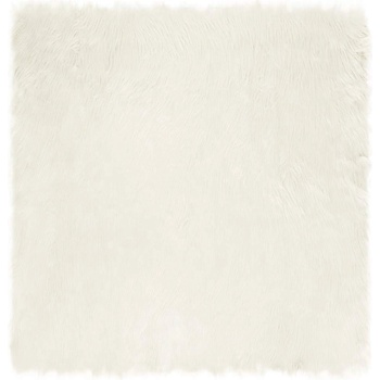 vidaXL Изкуствен килим от кожи Бяло 120 x 120 cm Полиестер (42021465)