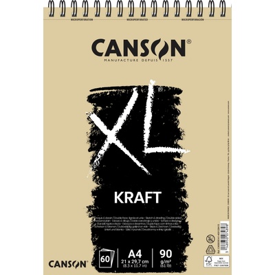 Canson XL KRAFT Skicár v krúžkovej väzbe A4 60 listov