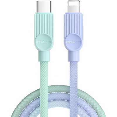 Essager ES-X73 opletený nabíjecí a datový USB-C na Lightning 1m mentolovofialový