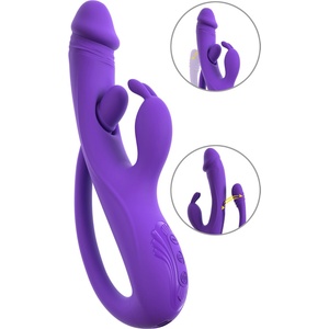 Sweet Smile Rabbit Vibrator with G-Spot/Anal Tickler Purple