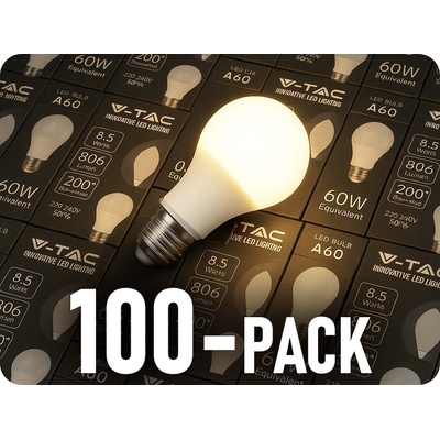 V-TAC E27 Led Žárovka, 8,5W, 806lm, A60/100-PACK teplá bílá