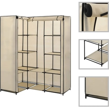 vidaXL Ъглов гардероб, кремав, 130x87x169 см (282451)