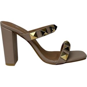 Chic Сандали Chic Women's Studded Strap Block Heeled Sandal - Nude