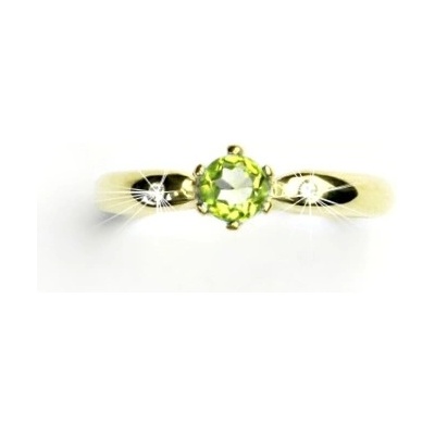 Čištín zlatý s briliant přírodní olivín žluté zlato VLZDR048