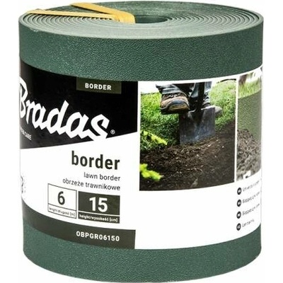 BRADAS Obruba záhonů, zelená 6m x 15cm BORDER BR-OBPGR06150