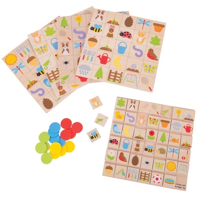 Bigjigs Toys - Дървено бинго - Градина