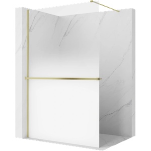 Mexen Kioto+ душ стена с рафт Walk-in 120 x 200 см, омбре бяло 8 мм, златно четкано (800-120-121-55-86)