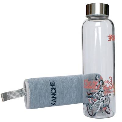 Бутилка Kanche - Лили и колелото, стъклена, 500 ml (BB281366)