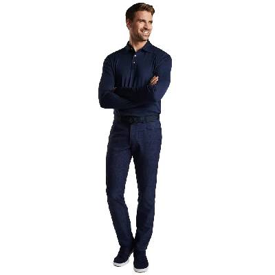 Solid Stretch long sleeve polo - Blue (Navy)