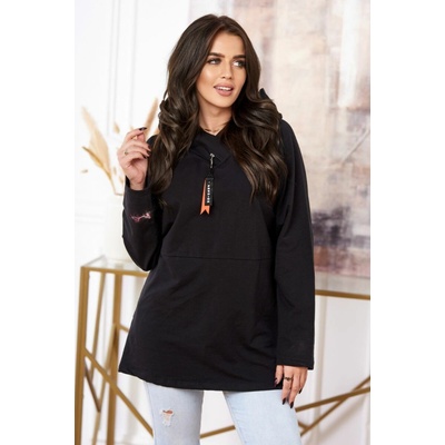 Fashionweek Mikina s kapucňou Oversized bavlnená K0160 čierna