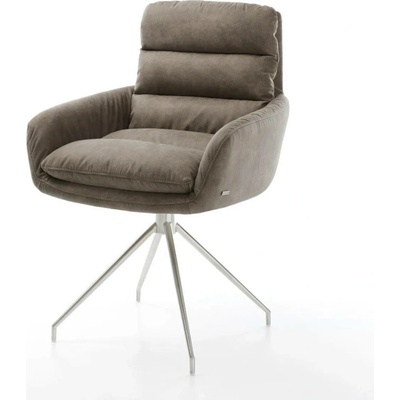 Delife Abelia-Flex s područkami mikrovlákno taupe vintage křížová podnož z nerezové oceli