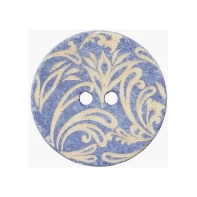 Bavlnený recyklovaný gombík s ornamentom UNION KNOPF (rôzne farby) Farba: fialová, Priemer: 23 mm