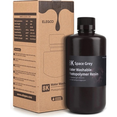 Elegoo 8K Water Washable Resin 1kg, космическо сиво (RWW1SG)