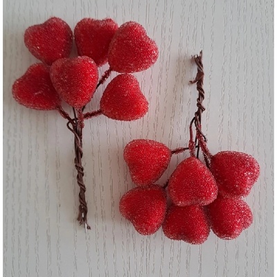 EverGreen Vánoční zapichovací dekorace srdíčka červená pr. 2 cm, 12 ks