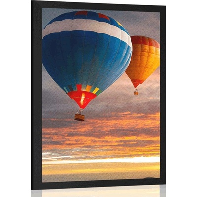Plakát přelet balónů nad horami - 40x60 white