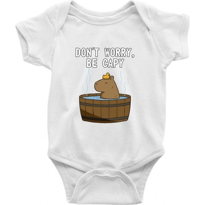 Don't worry be capy Dojčenské body krátký rukáv biele