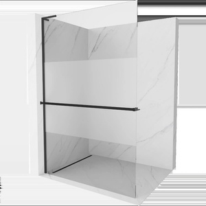 Mexen Kioto+ L душ стена с рафт Walk-in 120 x 200 см, прозрачна/мразовита, черна - 800-120-123-70-35 (800-120-123-70-35)