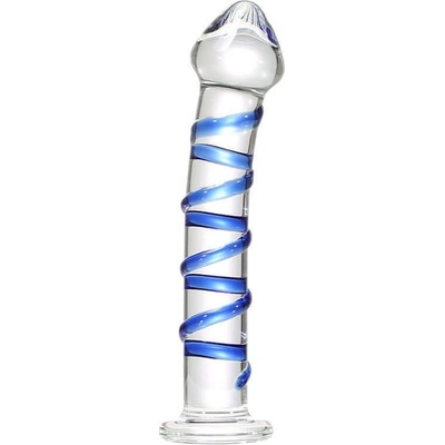 LOLO skleněné dildo zdobené modrou spirálou