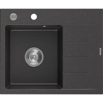 Mexen Ben гранитна мивка за кухня с 1 камера и отцедник, лява 600 x 500 мм, черна (6522605000-76)