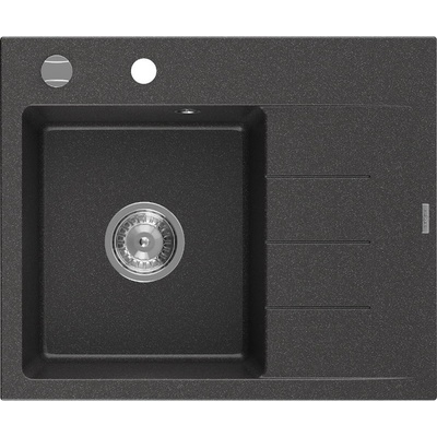 Mexen Ben гранитна мивка за кухня с 1 камера и отцедник, лява 600 x 500 мм, черна (6522605000-76)