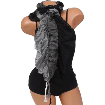 Ефектен дамски шал в бяло и черно